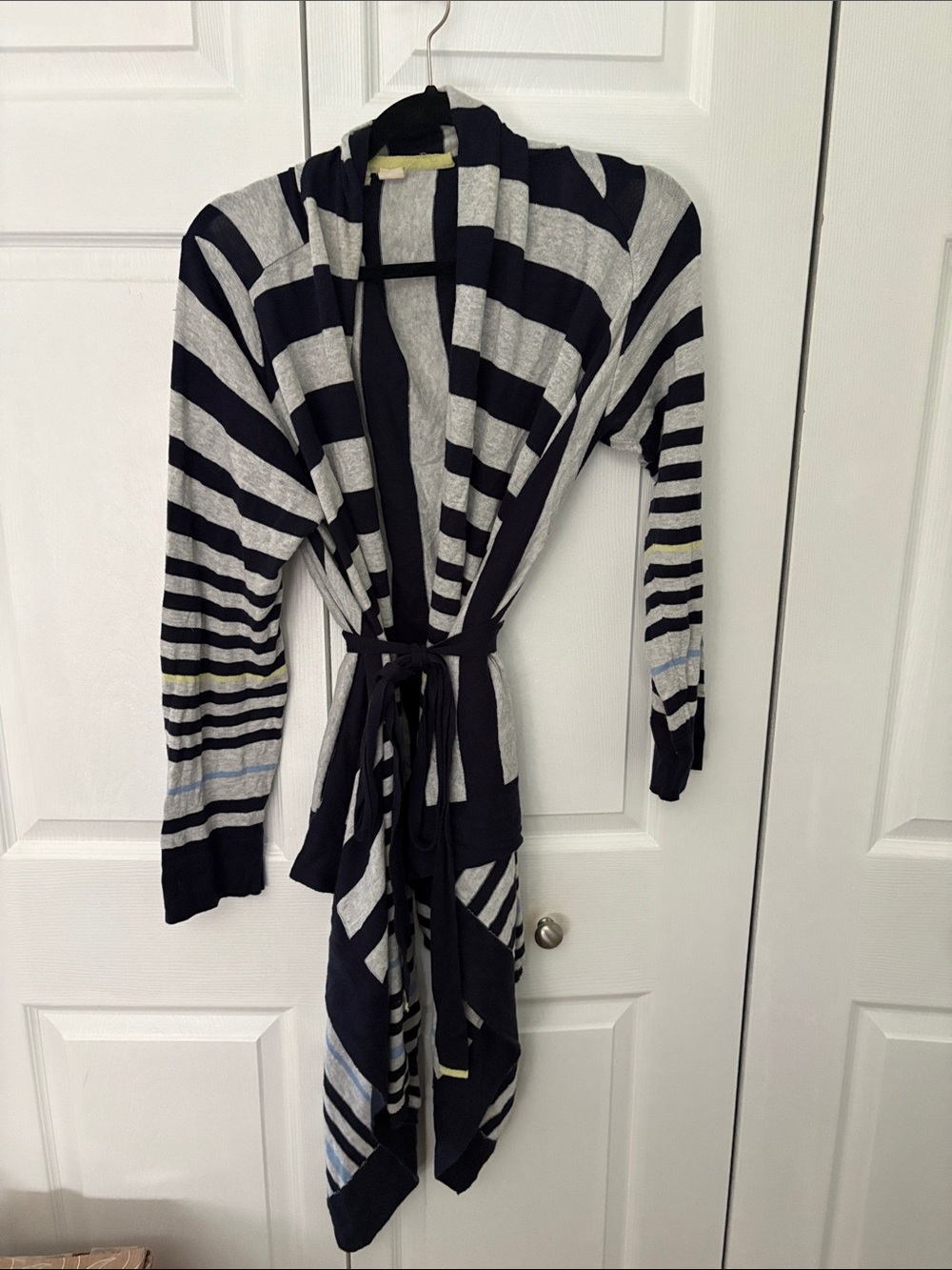 Anthropologie xMoth Navy and Gray Striped Cardigan